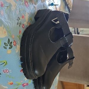 Black Chunky Sole Mary Jane Shoes